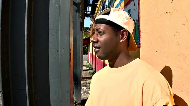 Bareback interracial anal with a pierced black guy who loves it outdoors