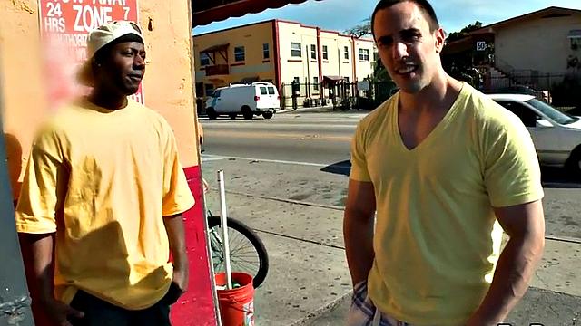 Bareback interracial anal with a pierced black guy who loves it outdoors