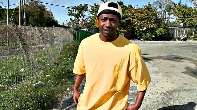 Bareback interracial anal with a pierced black guy who loves it outdoors