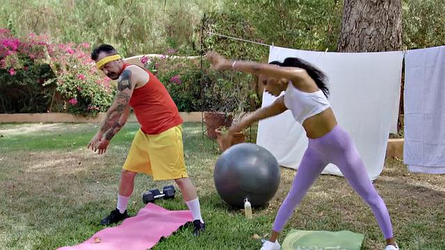 Oiled bigbooty ebony riding cock outdoor after yoga