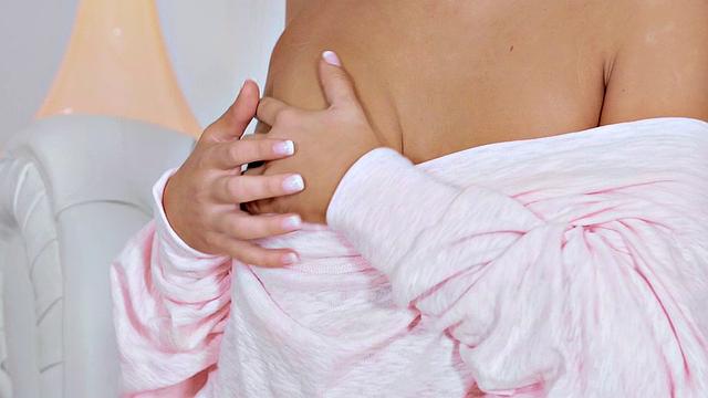 Watch Pink Marshmallow finger her pussy in socks & tease with long socks