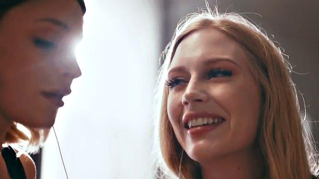 Lesbian babes enjoy kissing, licking, fingering, and 69 pose