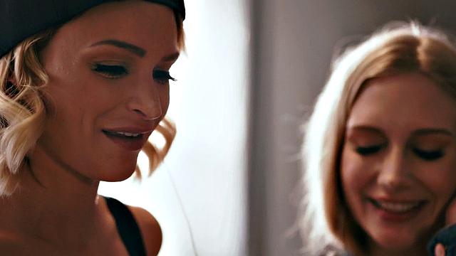 Lesbian babes enjoy kissing, licking, fingering, and 69 pose