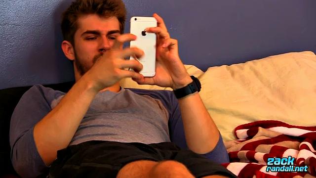 Andrew James can't resist putting on a solo show for guys who love a good stroke session