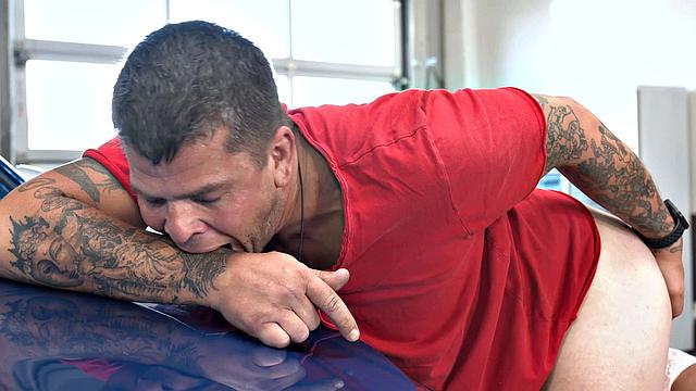 RIM4K. Blonde with giant tits licks car mechanic's ass and gets fucked