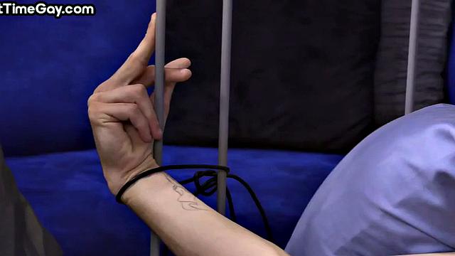 Tied straight guy facefucked and cum in boyfriend's mouth