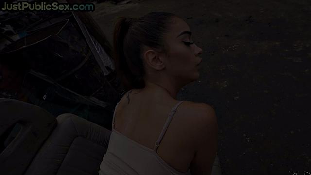 Cockhungry slut fucked on landfill