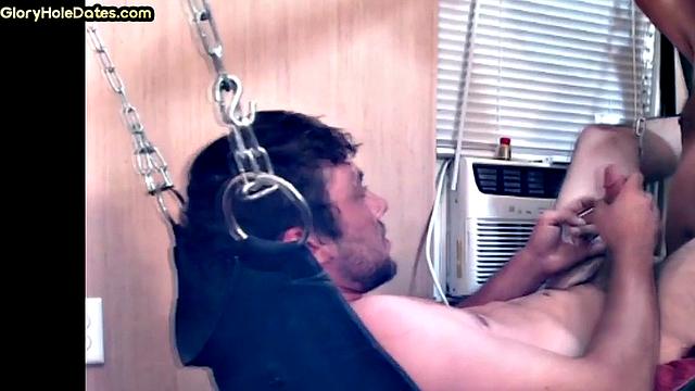 Mature daddy fucks sling bottom in homemade private video