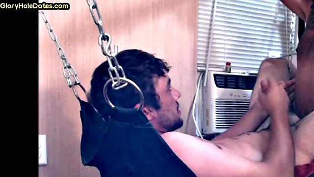 Mature daddy fucks sling bottom in homemade private video