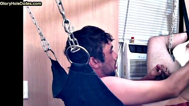 Mature daddy fucks sling bottom in homemade private video