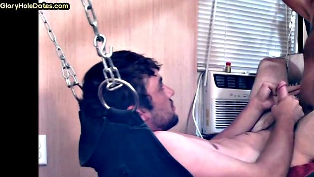 Mature daddy fucks sling bottom in homemade private video