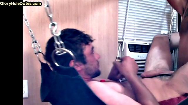 Mature daddy fucks sling bottom in homemade private video