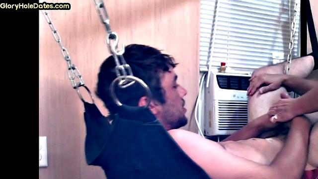 Mature daddy fucks sling bottom in homemade private video