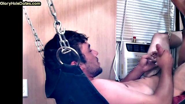 Mature daddy fucks sling bottom in homemade private video