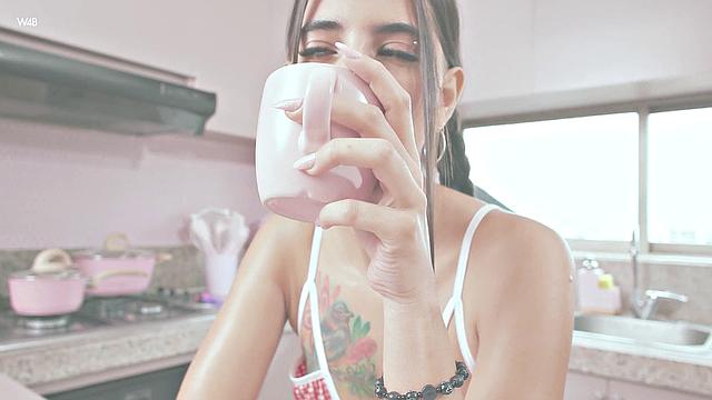 Tormenta: Fuck Machine Pink In The Kitchen