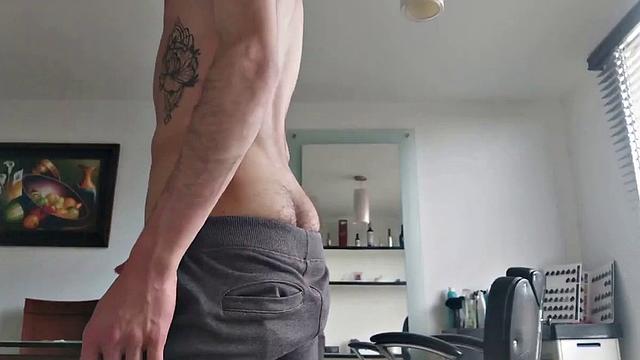 Pervert Boy starts working up a boner in his pants. Once hard, he reveasl his big stiff cock.