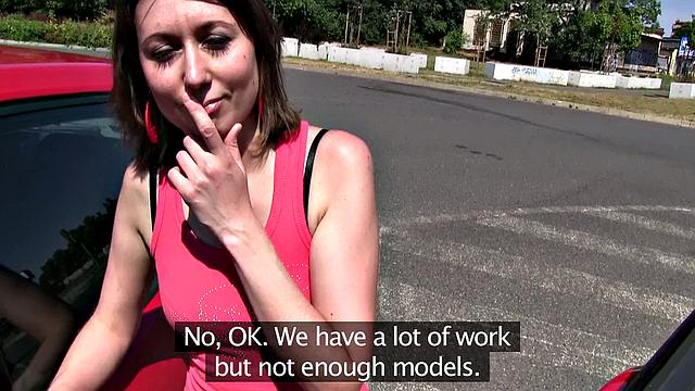 A Russian babe bang in the woods in her tight bald pussy!