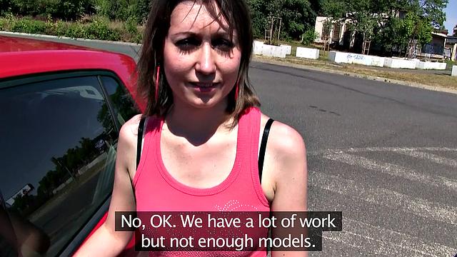 A Russian babe bang in the woods in her tight bald pussy!