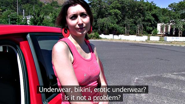 A Russian babe bang in the woods in her tight bald pussy!