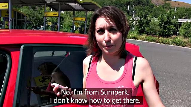 A Russian babe bang in the woods in her tight bald pussy!