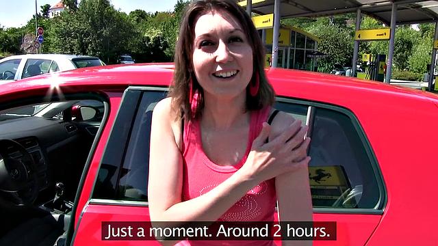 A Russian babe bang in the woods in her tight bald pussy!