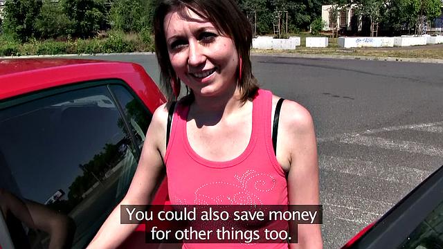 A Russian babe bang in the woods in her tight bald pussy!