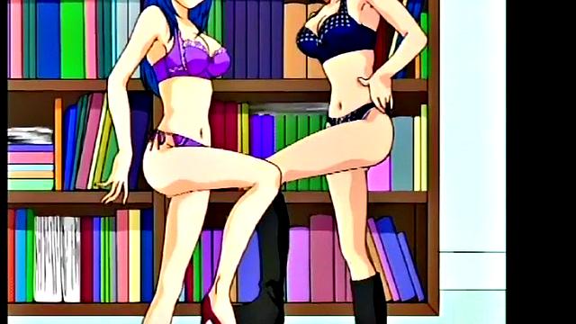 Redhead dominatrix spanks and punishes her slave with glasses on in a kinky threesome