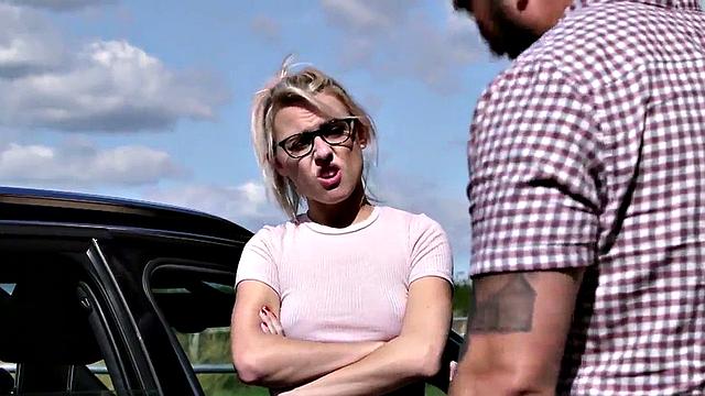 Teasing slut seduces naughty guy to stroke his dick