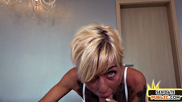 Public POV German MILF gets fucked in hotel after outdoor oral