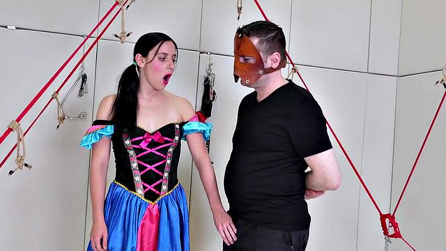 Bound teen punished with dildo up her ass