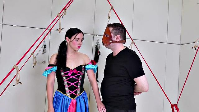 Bound teen punished with dildo up her ass