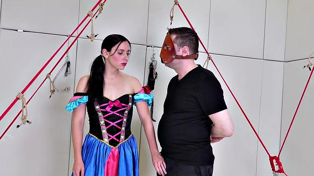 Bound teen punished with dildo up her ass