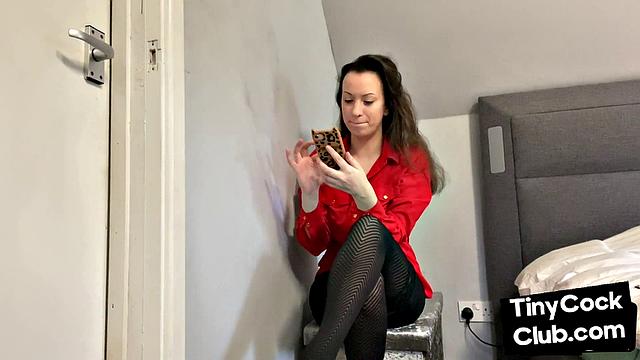 SPH domina in leather talks bad to small dick losers