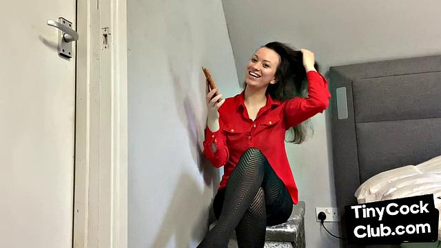 SPH domina in leather talks bad to small dick losers