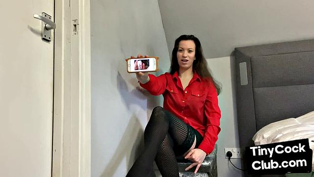 SPH domina in leather talks bad to small dick losers