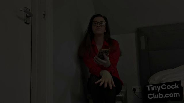 SPH domina in leather talks bad to small dick losers