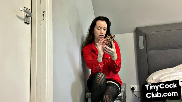 SPH domina in leather talks bad to small dick losers