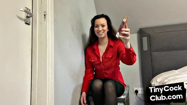 SPH domina in leather talks bad to small dick losers