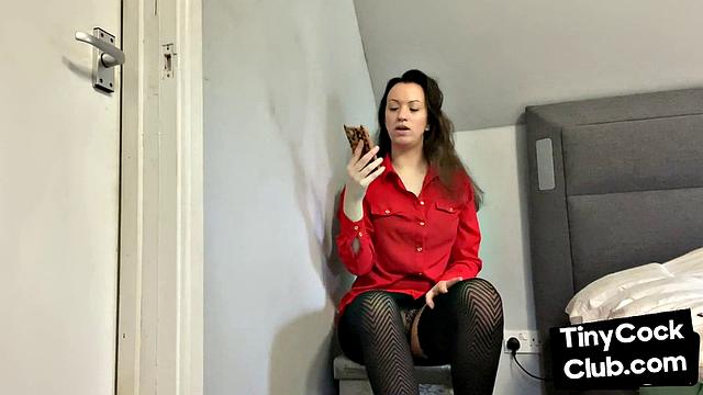 SPH domina in leather talks bad to small dick losers