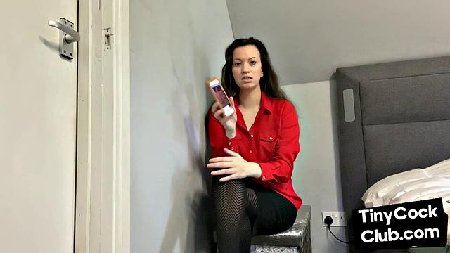SPH domina in leather talks bad to small dick losers