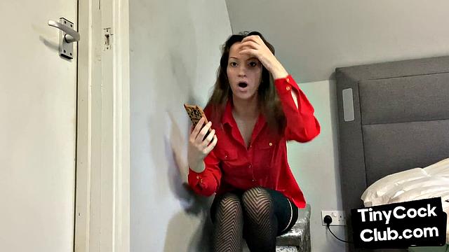 SPH domina in leather talks bad to small dick losers