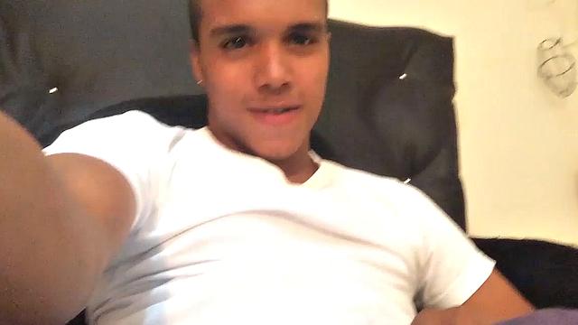 Our featured solo boy of the week is Jason Ben, a sexy young Latino with a boner in his pants. When he pushes them down, a big stiff uncut dick pops otu, ready for action.