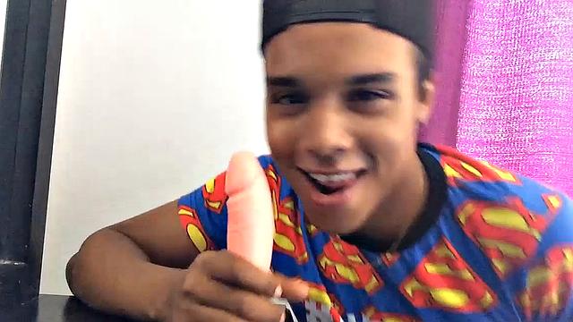 Our featured solo boy of the week is Jason, a cute little Latin twink with a fine butt and big uncut cock. This bottom boy has a dildo handy, and plans to make good use of it while jacking off for us.