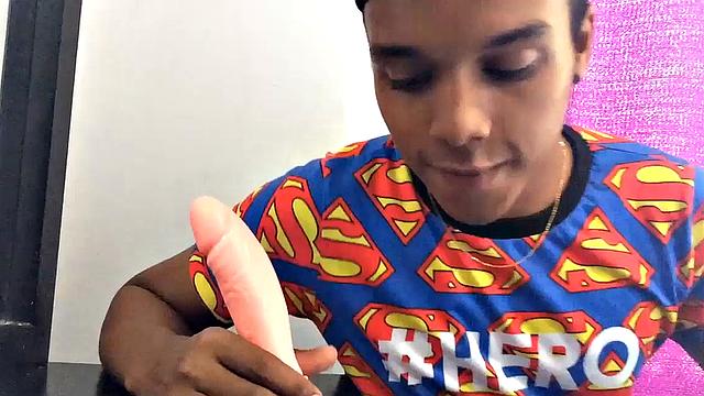 Our featured solo boy of the week is Jason, a cute little Latin twink with a fine butt and big uncut cock. This bottom boy has a dildo handy, and plans to make good use of it while jacking off for us.