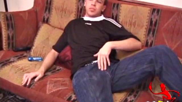 Young Austin Joseph wants to get rid of four days of built up cum, so he strips naked and strokes his hard cock. He jerks it hard and soon delivers a huge cum load all over his chest.