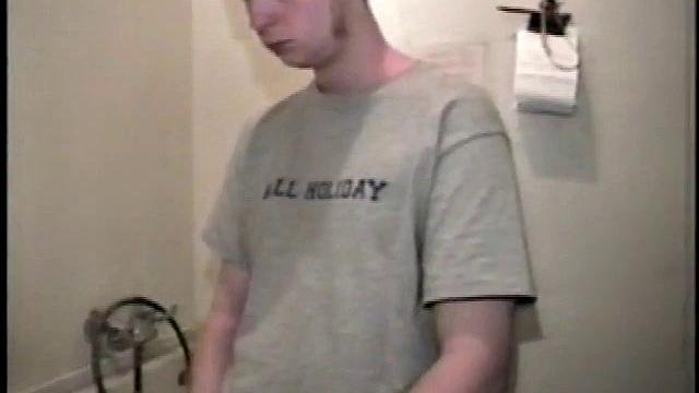 Boy-next-door spreads his new straight porn magazine on top of the washing machine and pulls his cock out of the fly.