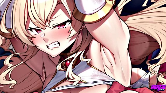 blonde hero gets chained up, ends up enjoying her punishment way more than she planned