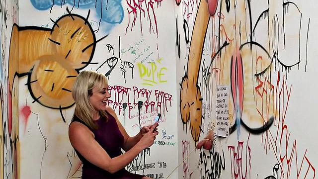 CFNM babe sucking off tiedup gloryhole dick