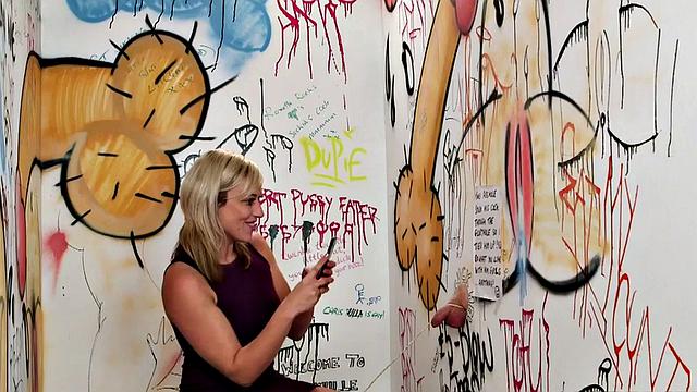 CFNM babe sucking off tiedup gloryhole dick