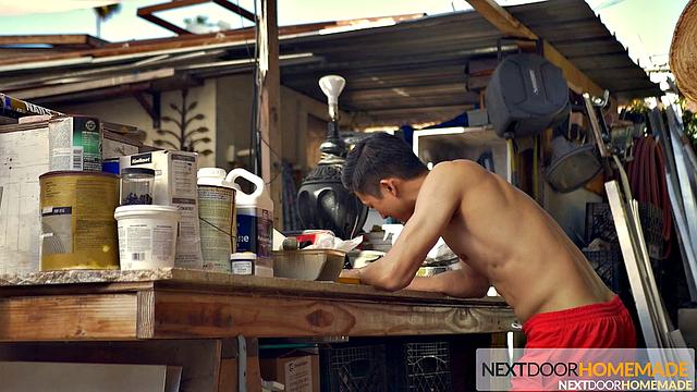 NextDoorHomemade - Asian Twink Makes Love Outdoors with Cute Jock